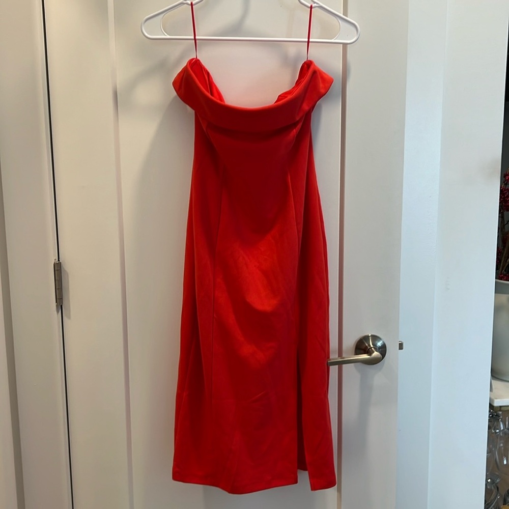 Strapless Coral Cocktail Dress